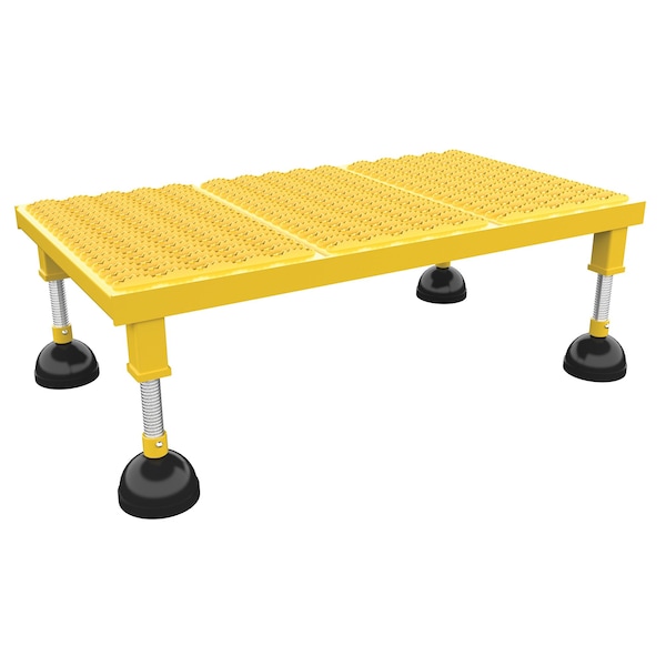 Portable Adj. Stand, 19x36, Low Serrated, 8.75 Overall Height, Steel, Yellow